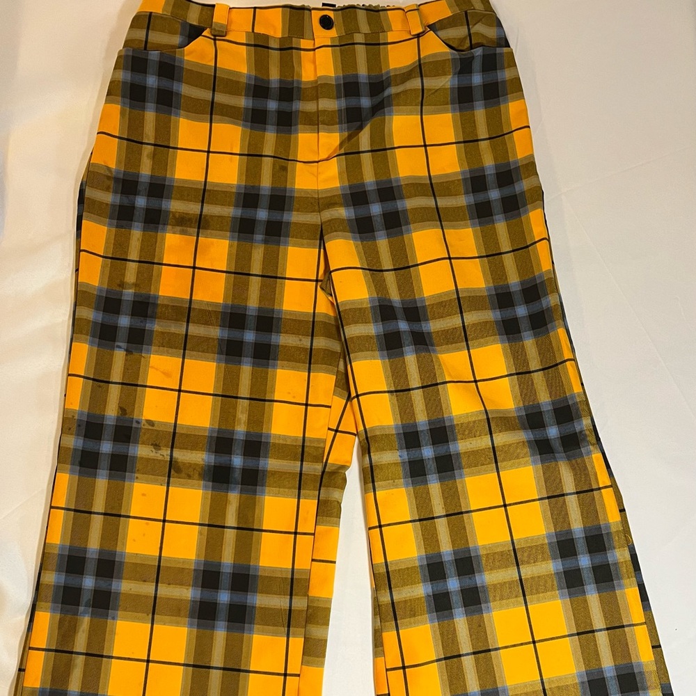 Forever 21 + Plus Yellow Blue & Black Plaid Flare Trousers Pants Size 3X